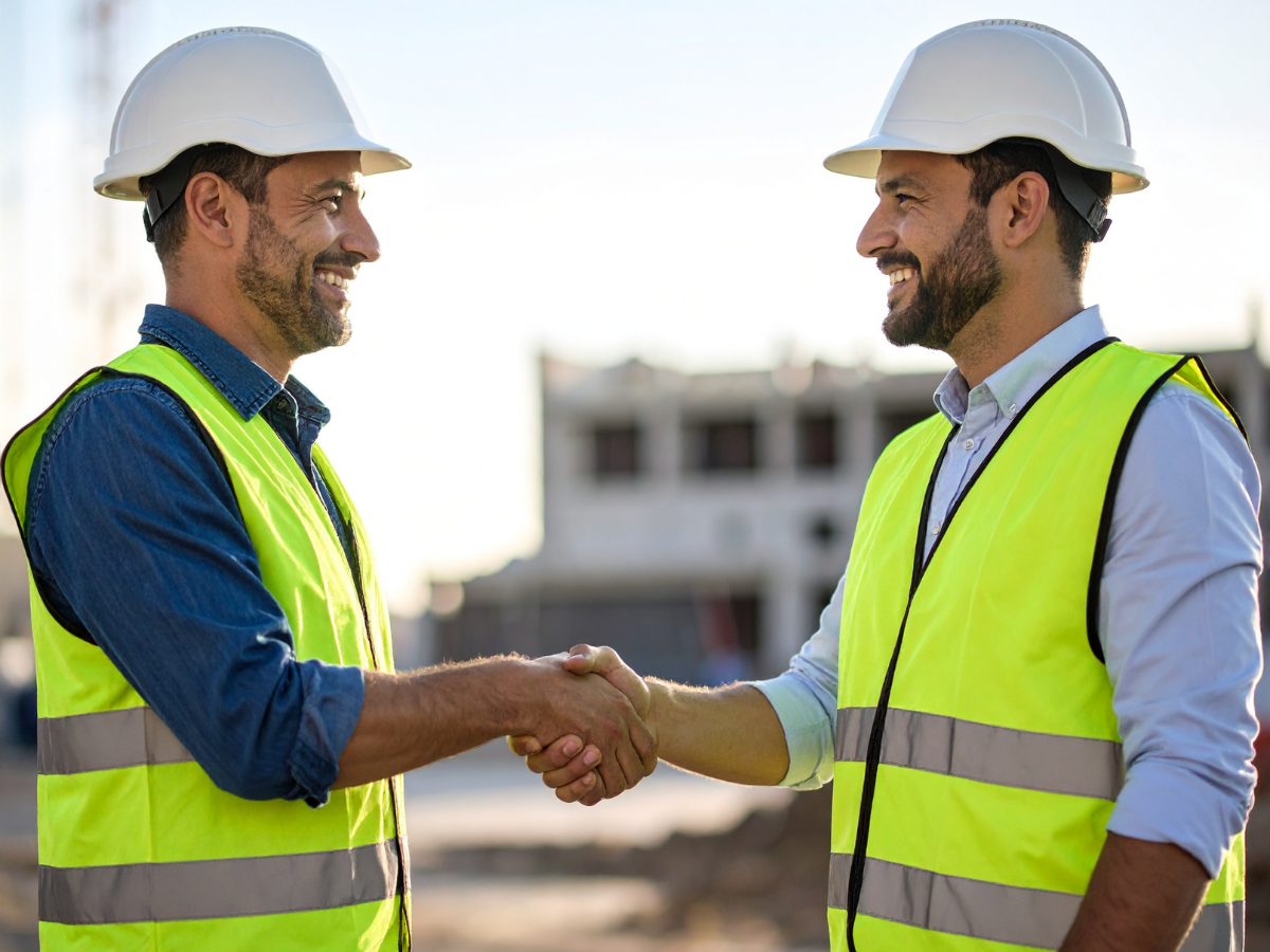 The Power of Collaboration: Why Teamwork is Essential in Large-Scale Coatings Projects - 2 team members shaking hands.