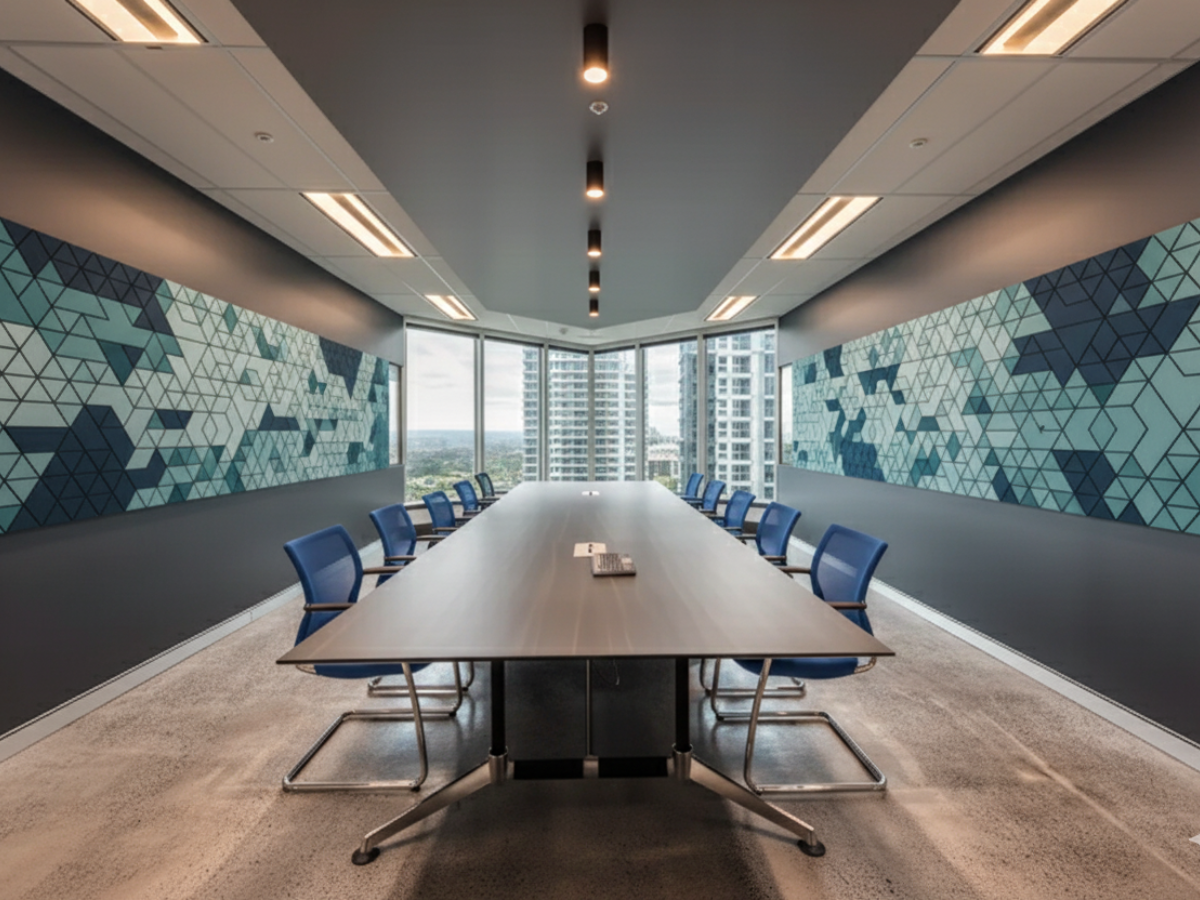 The Role of Coatings in Soundproofing Commercial Interiors - conference room with acoustic panels on the wall