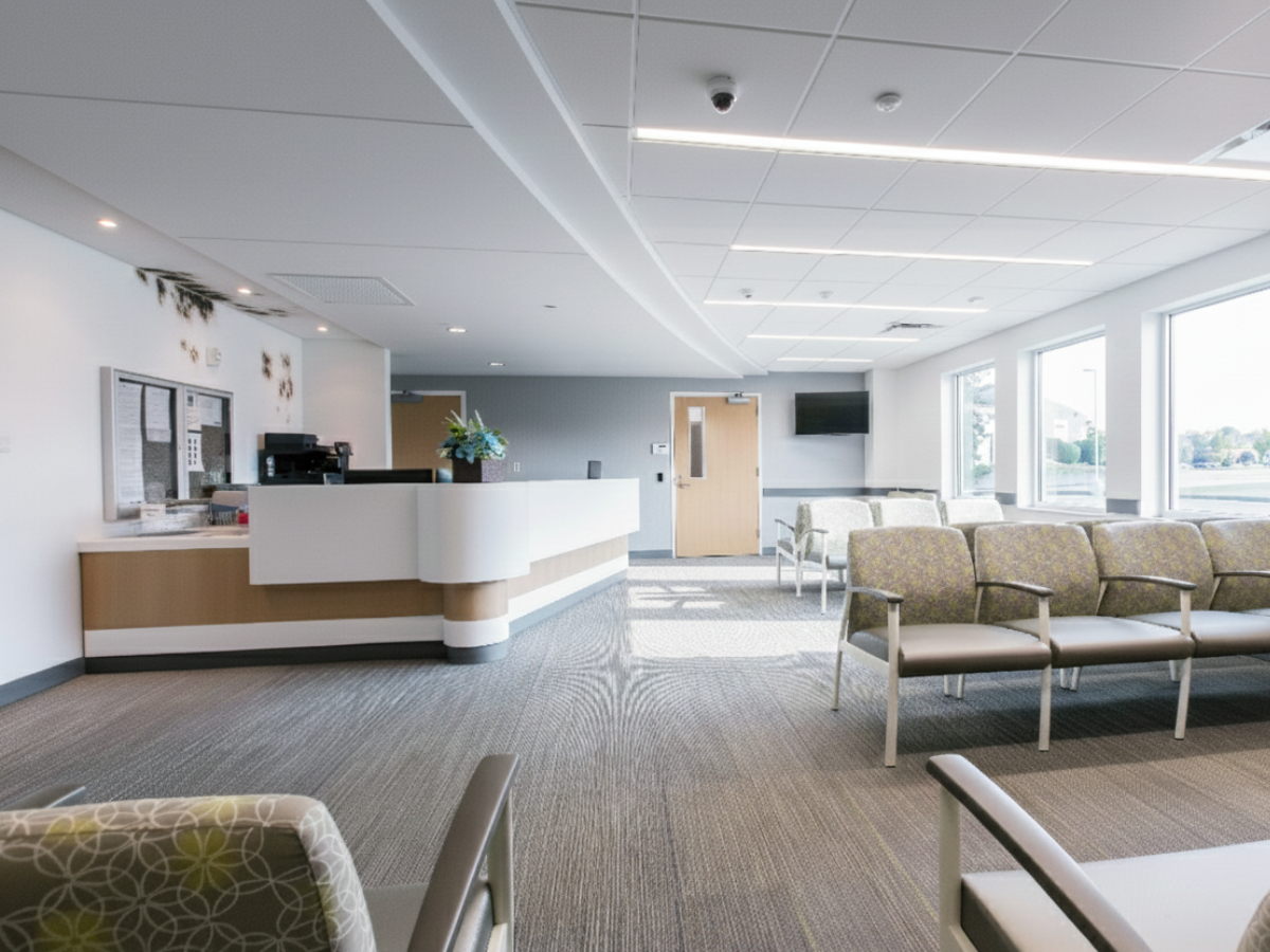 Mold & Mildew Risk in Georgia: How Coating Selection and Maintenance Influence Indoor Air Quality - Hospital waiting room with mold on wall and ceiling.