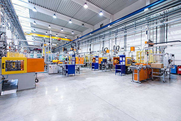 Freshly painted interior of an industrial facility