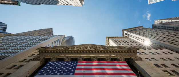 Historic federal building exterior with the flag of the United States
