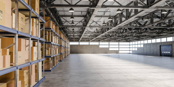 Spacious warehouse interior commonly maintained through warehouse repainting and industrial coatings