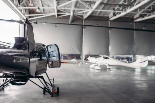 Airport hangar interior with high quality floor coatings