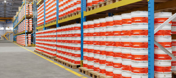 Warehouse interior with floor coatings by a warehouse painting contractor