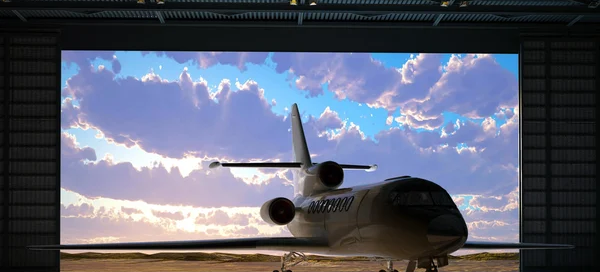 Airport hangar showing a parked aircraft