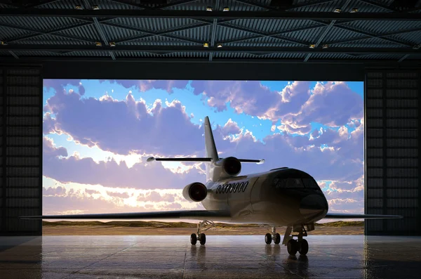 Airport hangar showing a parked aircraft