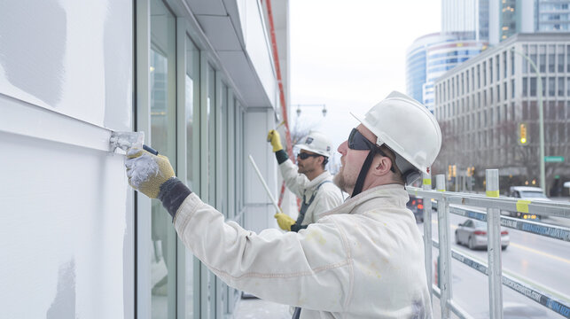 Professional working on commercial maintenance painting