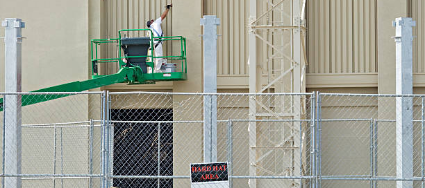 Professional painter working on a large scale painting project
