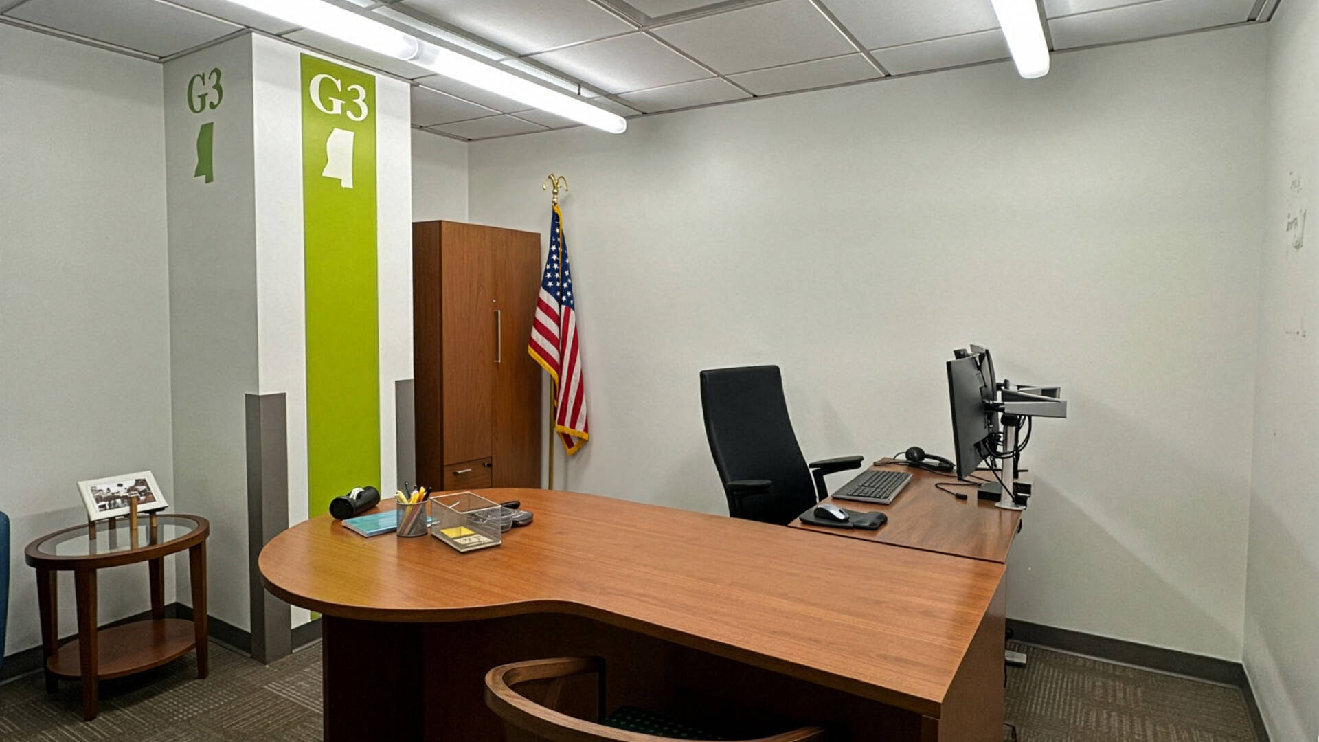 Freshly painted federal office interior