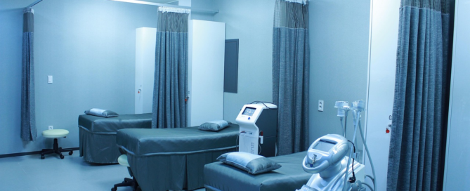 Healthcare space interior with freshly painted walls