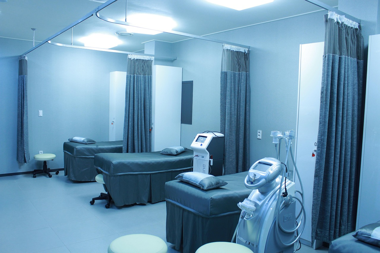 Healthcare space interior with freshly painted walls