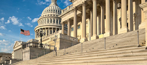 Federal building exterior with antique finish