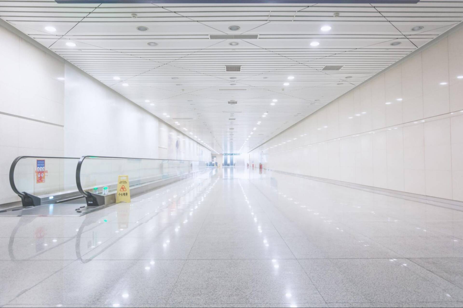 Airport epoxy flooring installed in an aviation facility maintenance area