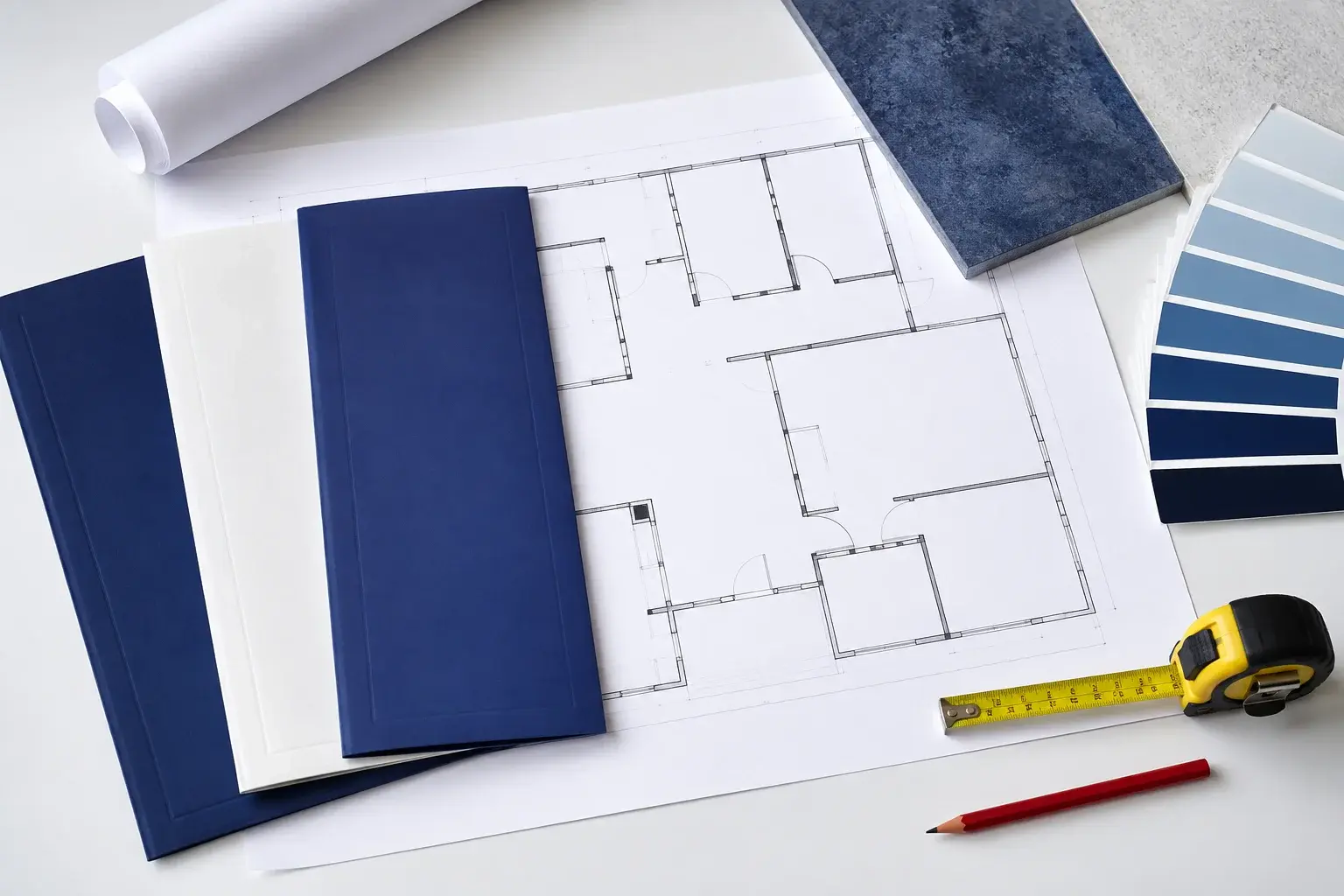 Color palettes and floor plans for a commercial painting project